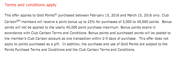 Club Carlson Punten Promotie Febr 2016 - Terms & Conditions