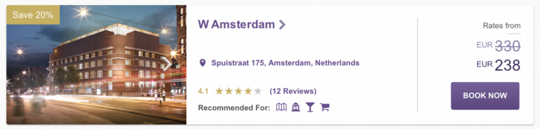 Een besparing van 20% op de rate bij W Amsterdam