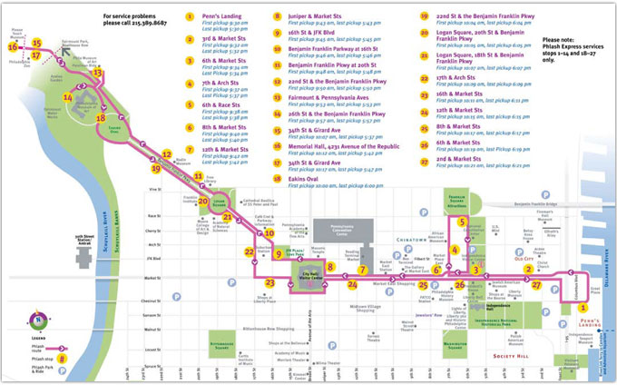 Route van de Phlash bus