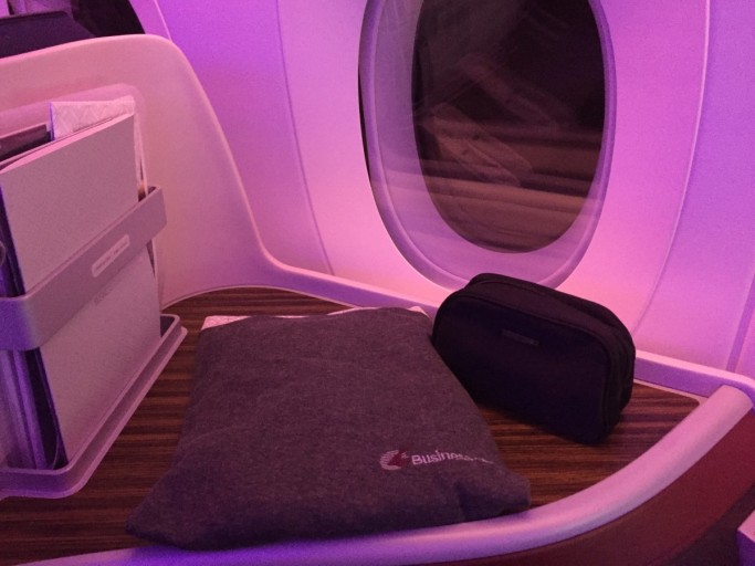 Pyjama en toilettasje Qatar Airways A350