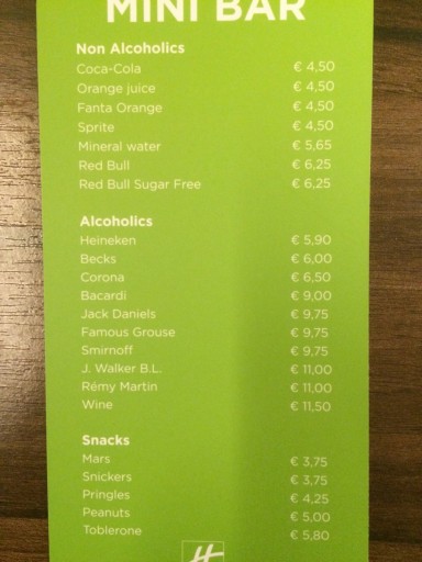 Holiday Inn Amsterdam - Minibar Prices