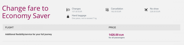 Qatar Airways Sales Maart 2016 - AMS-SYD Change Fare to Economy Saver