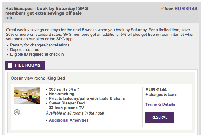 SPG Hot Escapes Week 10 - Sheraton Fiji Room Rate