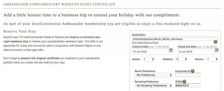 InterContinental Ambassador Voucher