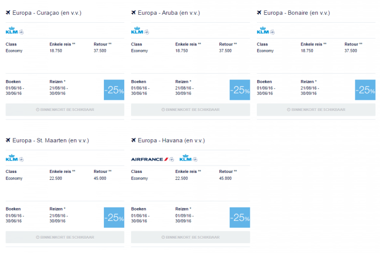 Flying Blue Promo Awards Juni Caribisch Gebied