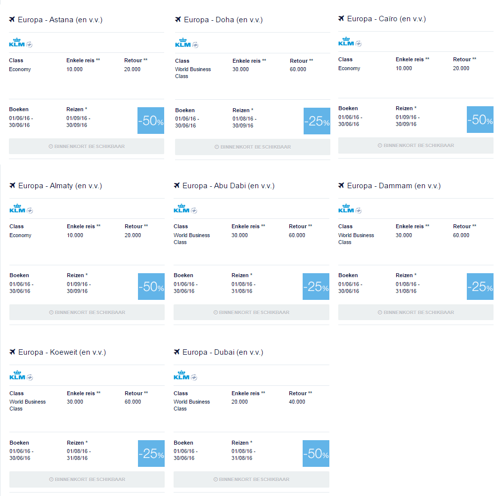 Flying Blue Promo Awards Juni Midden Oosten