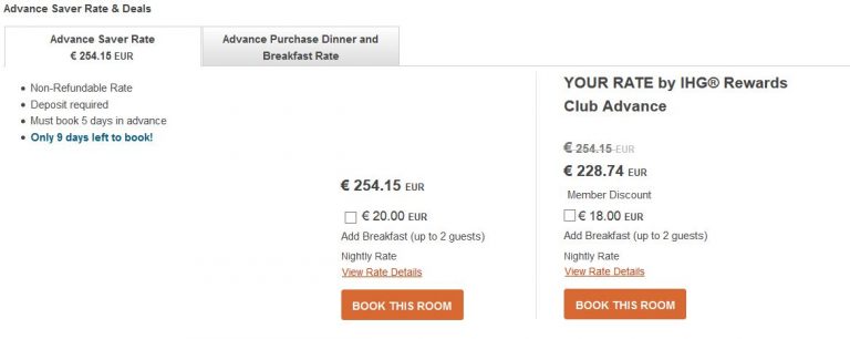 IHG Reward Rates