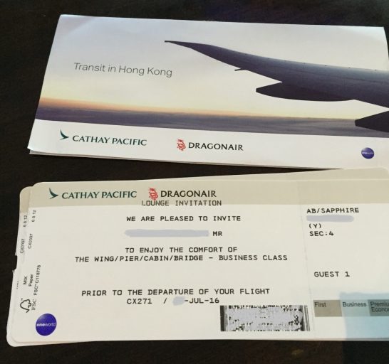 Cathay Pacific Lounge Invitation