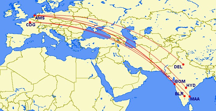 Verwachte rechtstreekse verbindingen met Jet Aiways naar India