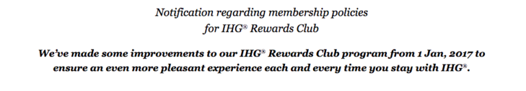 IHG Rewards Club Lidmaatschap Update