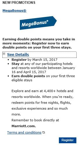 Mijn persoonlijke Marriott Megabonus aanbieding