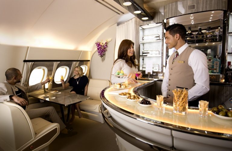 Emirates A380 onboard bar