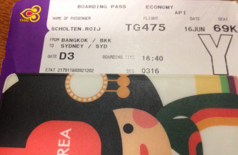 Thai Airways, review, economy class, Brussel, Bangkok, Sydney