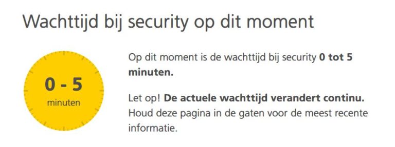 wachttijd security schiphol