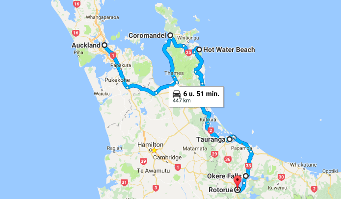 Nieuw-Zeeland, road trip, huurauto, bestemmingstips, Auckland, Rotorua, Coromandel