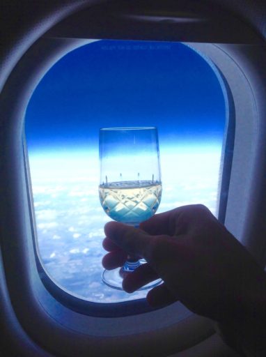 champagne, klm, proost, vliegtuig, business class