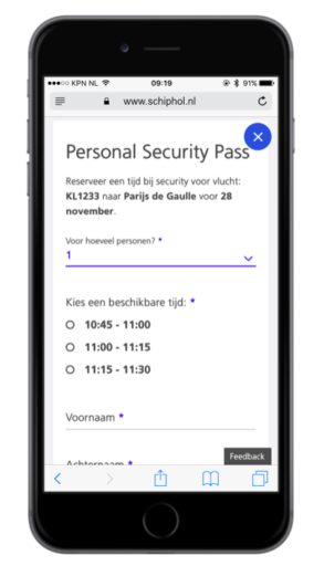 Schiphol personal security pass