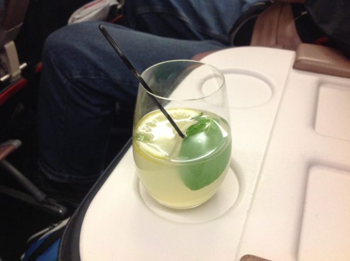 Turkish airlines, business class. lemonade