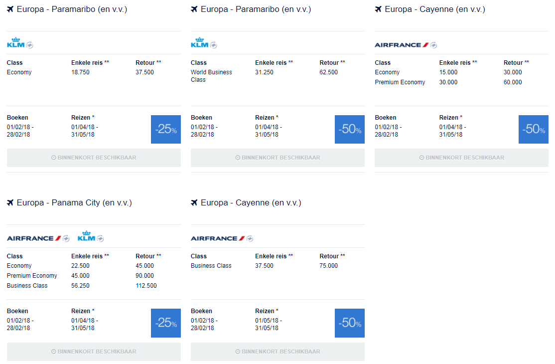 KLM Flying Blue Promo Awards Caribisch Gebied