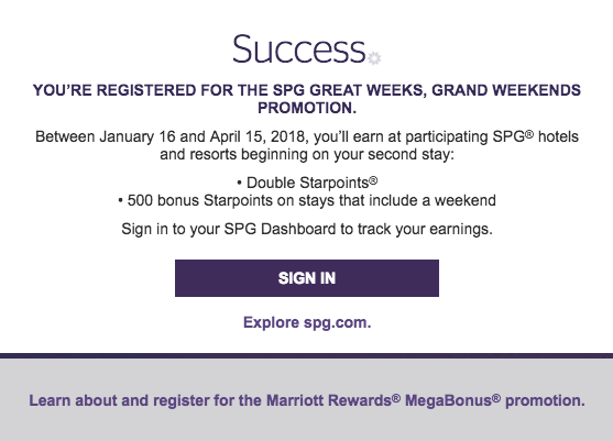 SPG Great Weeks Grand Weekends promotie