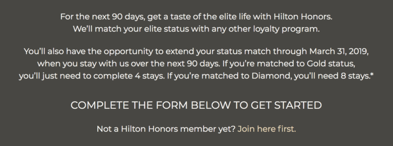 hilton honors status match