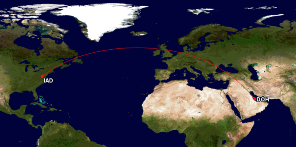 qatar airways qsuites routes doh iad gcmap InsideFlyer
