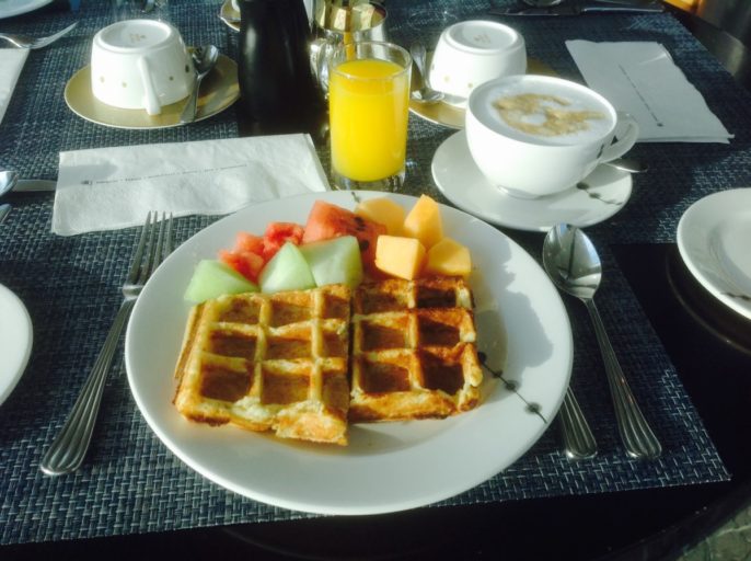 wafel, hilton, ontbijt