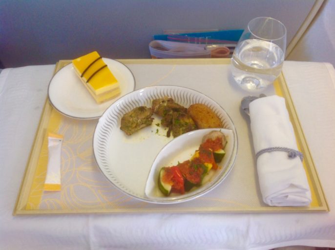 jet airways, business class, maaltijd