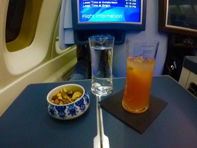 cocktail, klm, business class, boeing 747