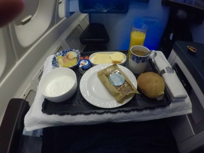 ontbijt, Boeing 747, klm, business class