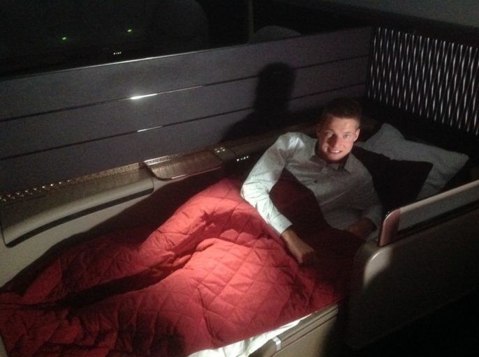 qatar airways, a380, bed, first class