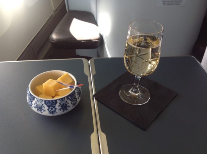 champagne, kaas, klm, business class