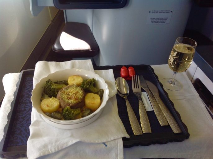 klm, business class, hoofdgerecht