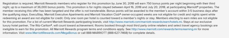 Marriott Megabonus Q2 2018