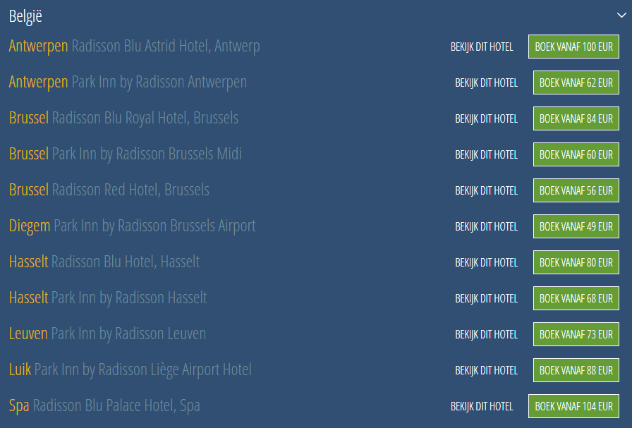 Radisson Rewards Dream Deals Belgie