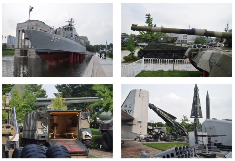 Oude militair voertuigen uit de Korea oorlog, naast het Historisch museum, Seoul