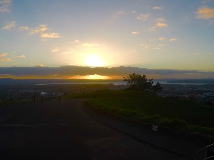 zonsondergang, mount Eden, Auckland, nieuw Zeeland