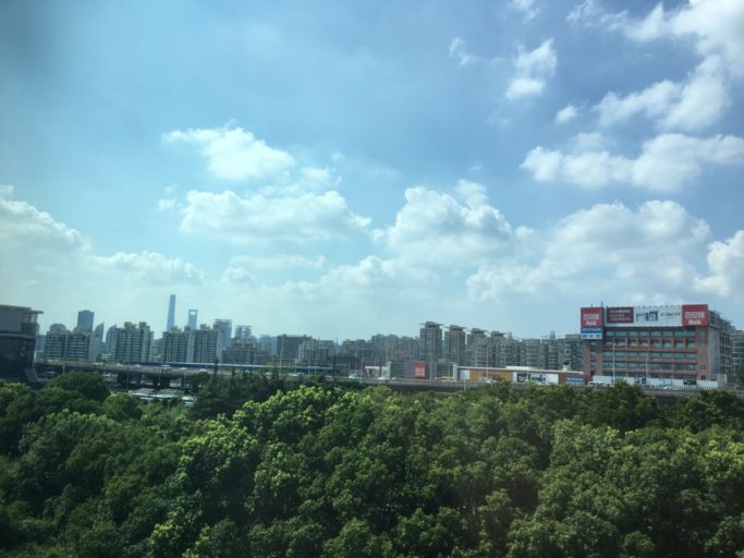 Uitzicht vanuit de Maglev trein