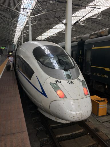 De hogesnelheidstrein rijdt in ongeveer 60 minuten van Shanghai naar Suzhou