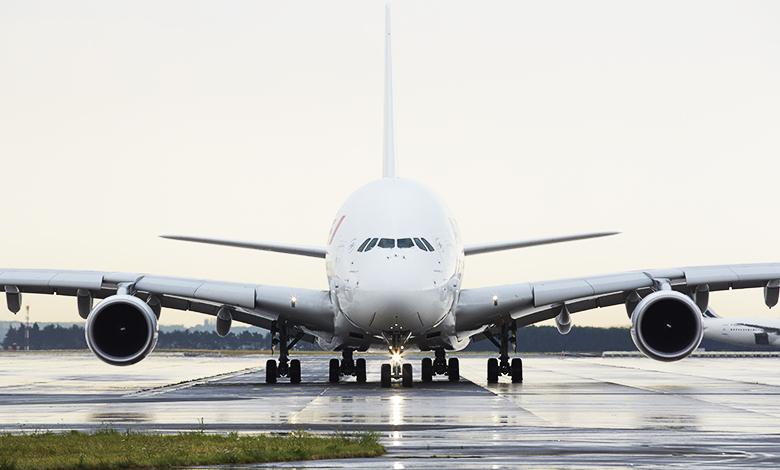 Air France Airbus A380 op de landingsbaan