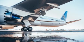 De Dreamliner is gemakkelijk te herkennen, namelijk aan de gekartelde motoren (Bron: United)