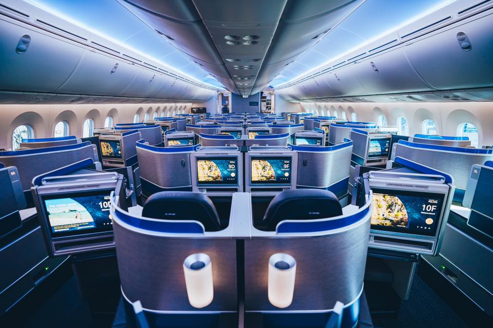 De United Polaris business class cabine (Bron: United Washington)