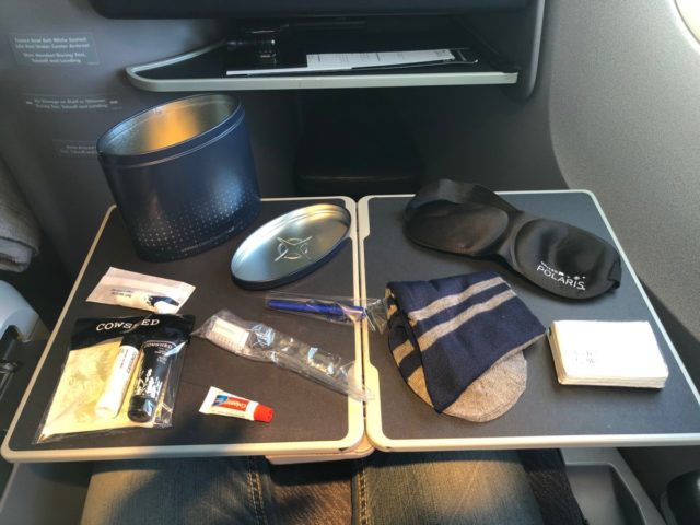 amenity kit, united airlines, polaris