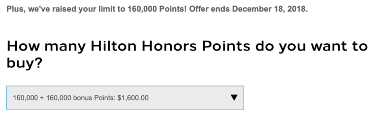 Hilton Honors buy points 100% bonus