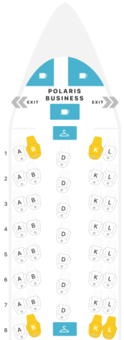 united airlines, Polaris, business class, configuratie, boeing 767-400ER