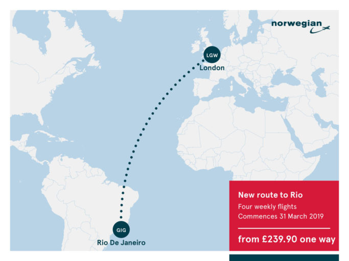 Norwegian naar swingend Brazilië