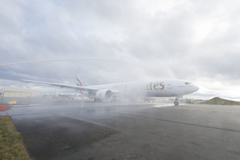 Ontvangst van de Boeing 777-300ER in Dubai