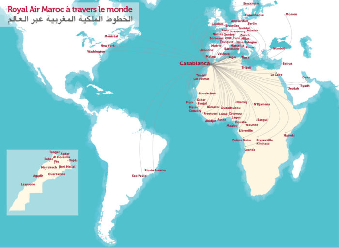 Route netwerk van Royal Air Maroc