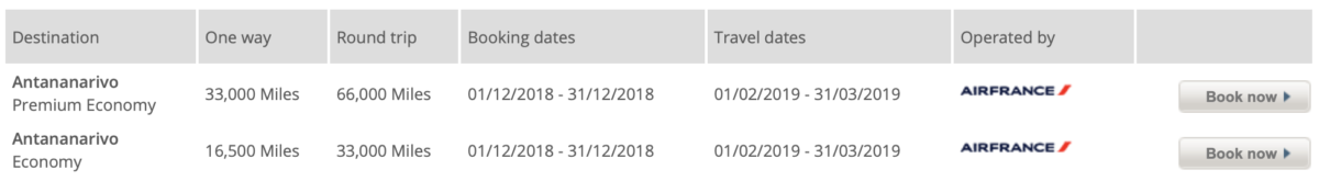 Flying Blue Promo Rewards december 2018