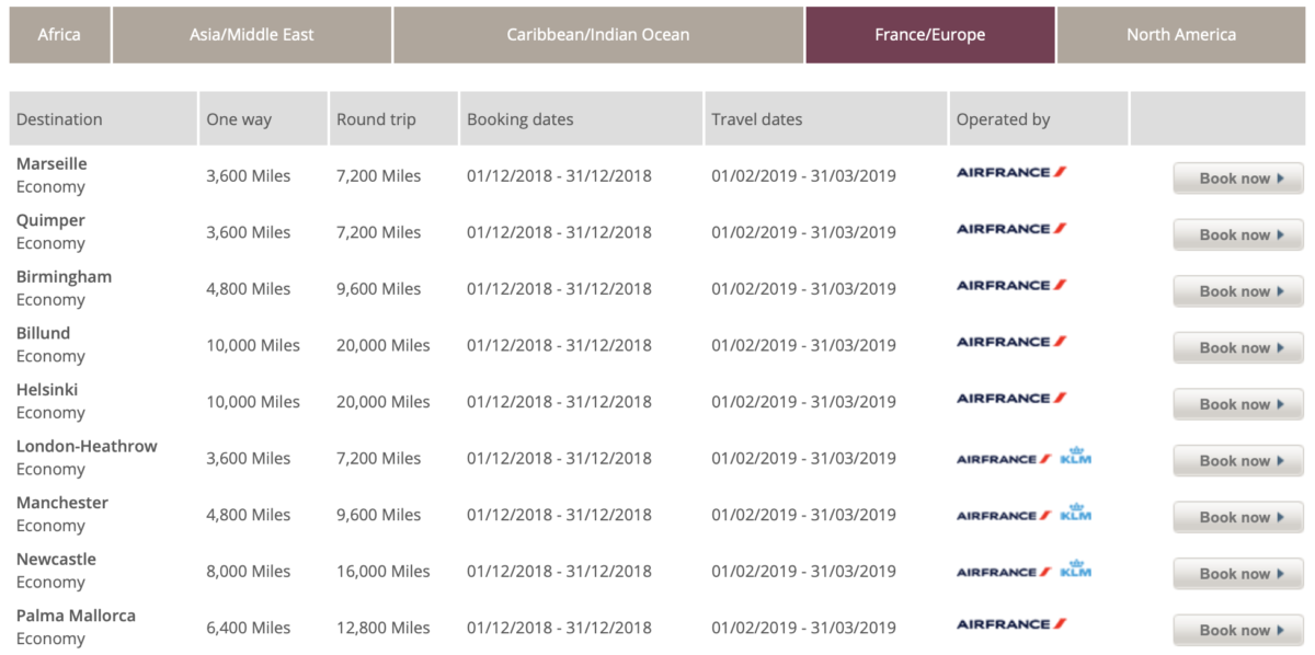 Flying Blue Promo Rewards december 2018